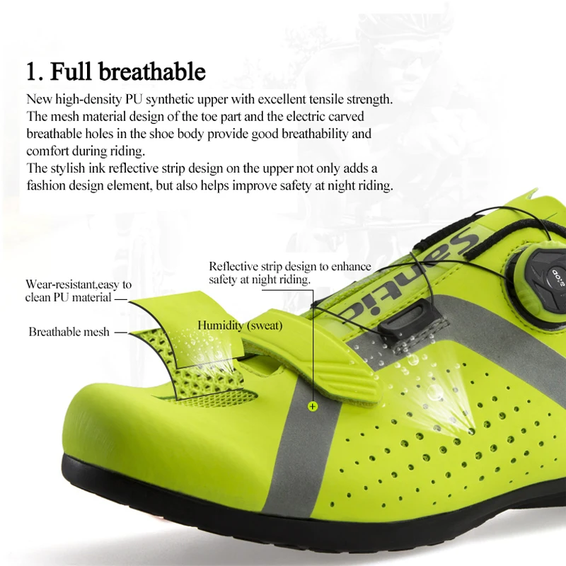 Santic Нескользящая спортивная обувь для езды на велосипеде Мужская Удобная