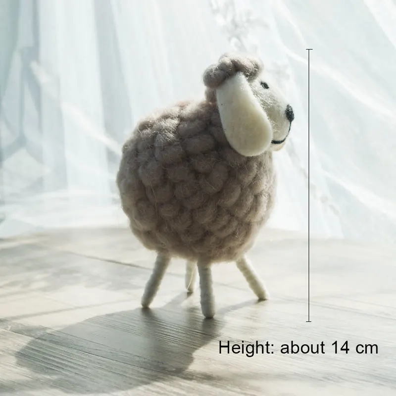 Genuine Northyle cute mini sheep wool miniature sheep craft figurine home decoration accessories christmas gift - Цвет: M Brown