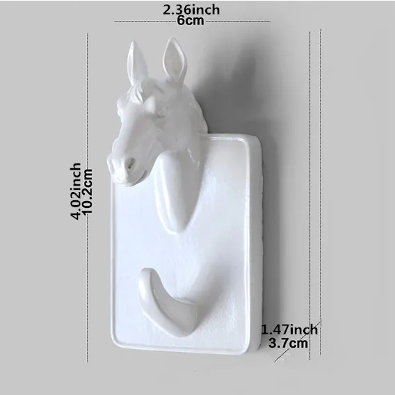 White horse 3D украшение в виде головы животного, крючок для хранения, смоляная Крышка для ключей, органайзер для одежды, декор в виде животного, вешалка для украшения - Цвет: White horse