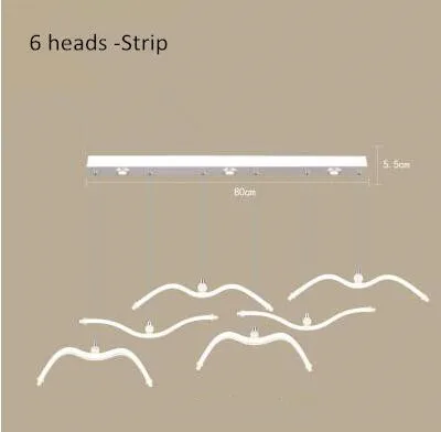 6 heads strip base Новинка led Чайка подвесной светильник для кухни акриловые Led люстры подвесной светильник креативный подвесной светильник - Цвет корпуса: 6 heads strip base