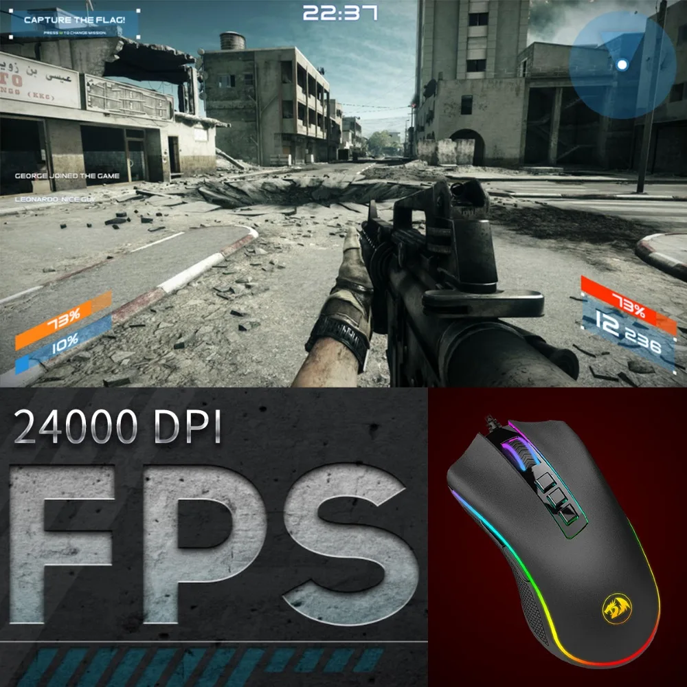 Redragon M711 FPS COBRA игровая мышь с 16 8 миллионом Chroma RGB Цветной подсветкой 24000 dpi 7