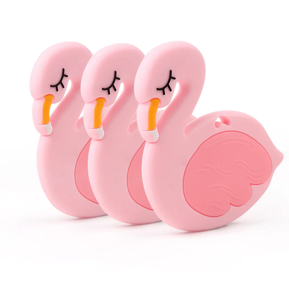 

tyry.hu 10pc/lot Silicone Food Grade Teether Bird Shape Teethers Silicone Chew Charms Newborn Gift Toddler Toys BPA FREE