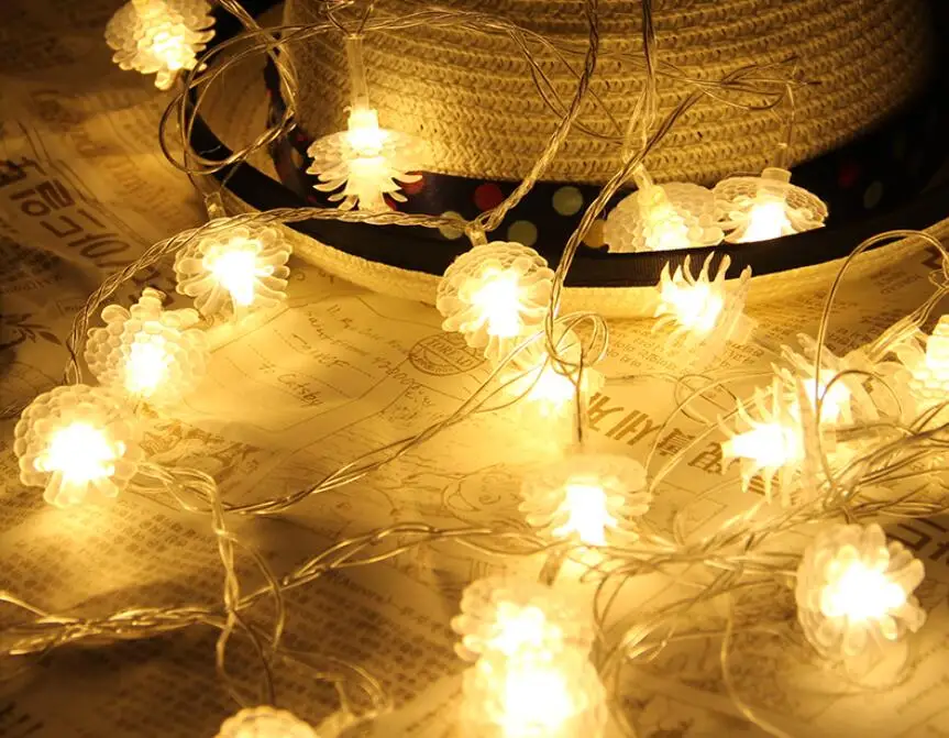 LED Pine cone Fairy light String 3AA Battery Operated 1M 2M 3M 5M 10M waterproof Christmas Holiday wedding Decoration garland