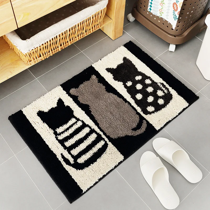 

Flocking mats Home bathroom anti-slip mats Bedroom kitchen bathroom hydrophil door mats soft and durable home decoration