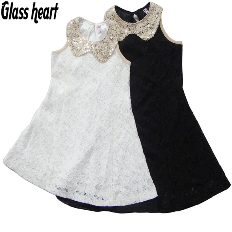 Lace Deguisement Fille Enfant Girl Dress Kids Clothes Summer Sequin Collar Baby Party Evening Jurken Children Clothing | Детская одежда
