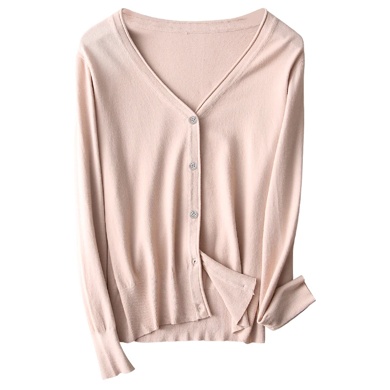 2019 new sweater women v-neck cashmere knit cardigan short versatile coat solid color wear |