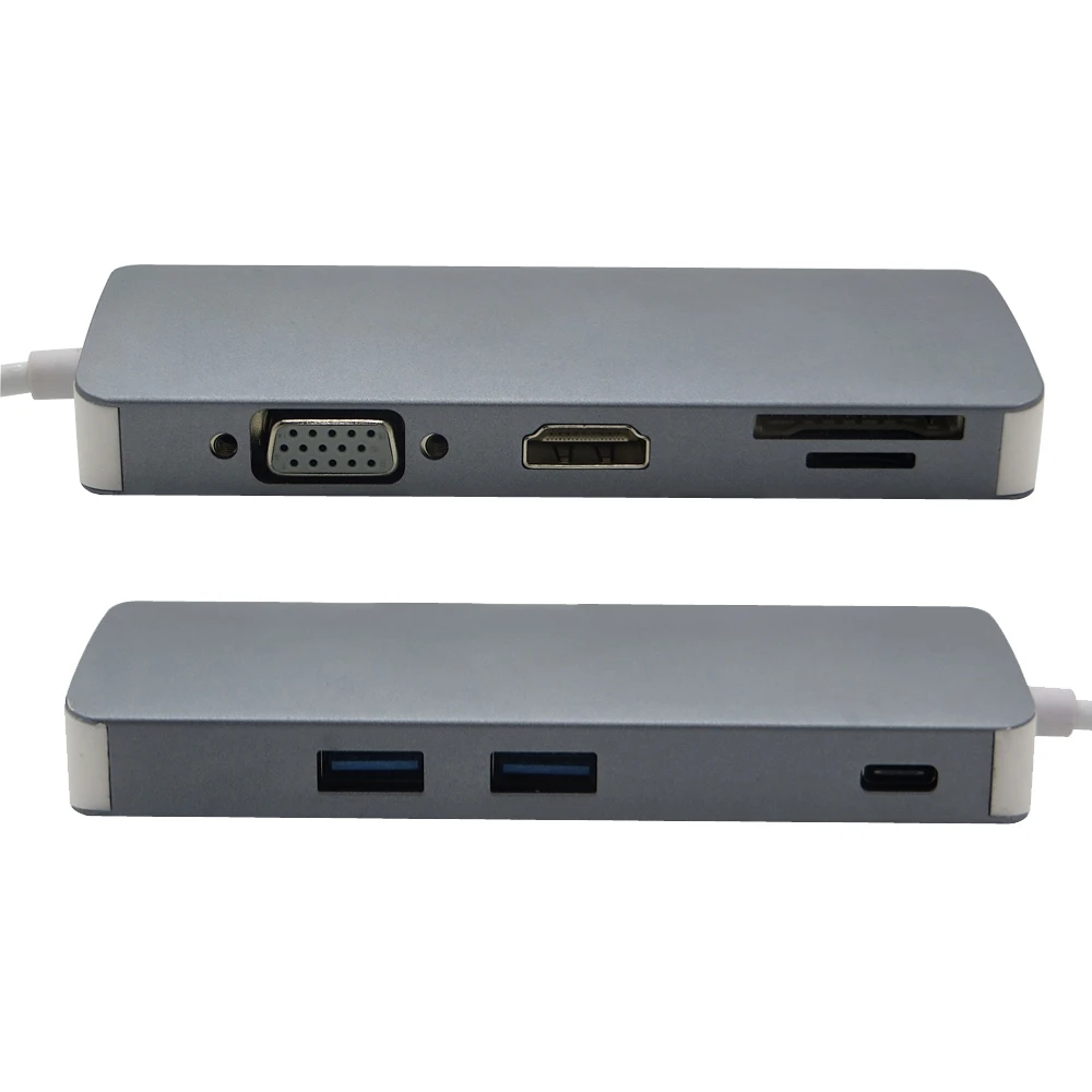 USB 3. 0 Type C хаб 8 в 1 с HDMI 4K VGA RJ45 гигабитный Ethernet адаптер SD/TF кардридер Тип PD зарядный