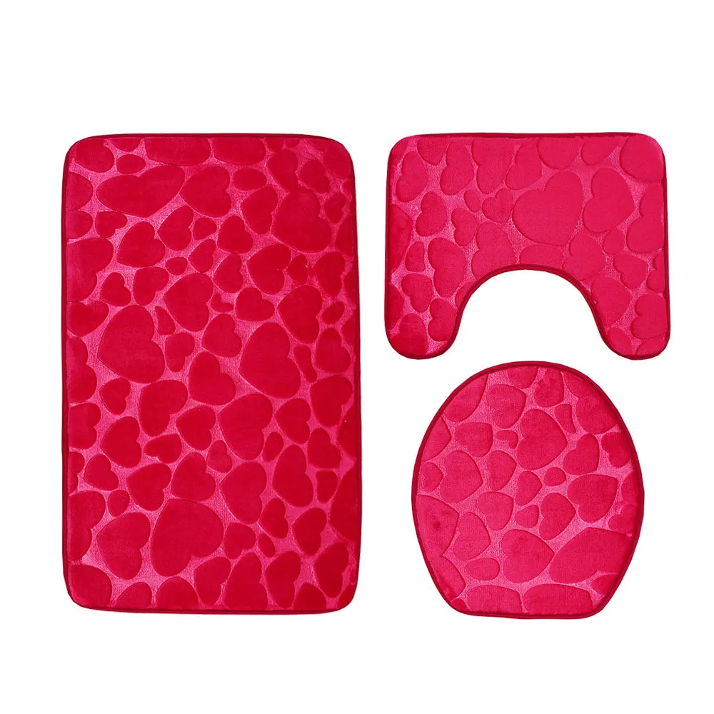 3 шт. мягкий набор ковриков для ванной антискользящий кухонный коврик коралловый