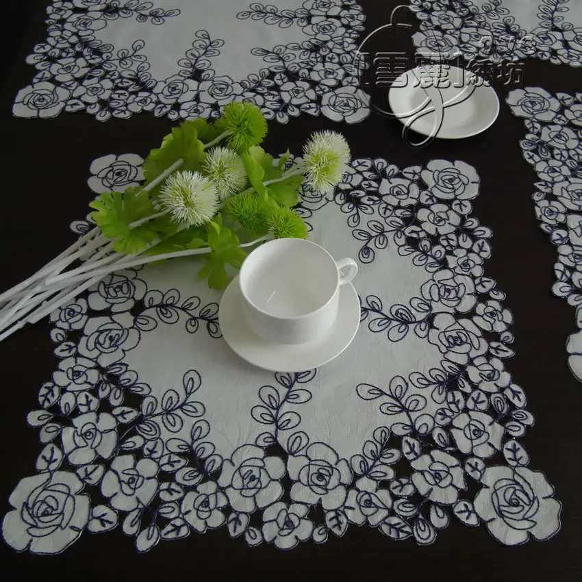 Деревенская ткань вышивка обеденный стол салфетки поднос вырез покрытие