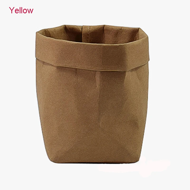 Yellow Мини-кашпо для суккулентов, горшок моющийся из крафт-бумаги, цветочный горшок, креативные настольные цветочные горшки, многоразовая многофункциональная домашняя сумка для хранения - Цвет: Yellow