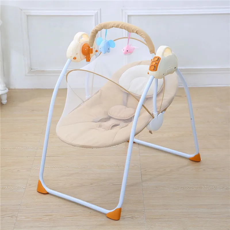 Cunas Para Bebes многофункциональная интеллектуальная электрическая портативная детская кроватка музыка Bluetooth детская кроватка-колыбель кресло-качалка - Цвет: Standard khaki A