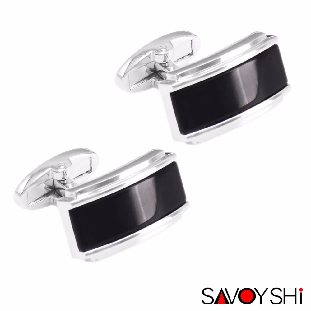 SAVOYSHI низкий ключ роскошный камень запонки мужские рубашки аксессуары высокого качества черные запонки бренд бизнес подарок ювелирные изделия