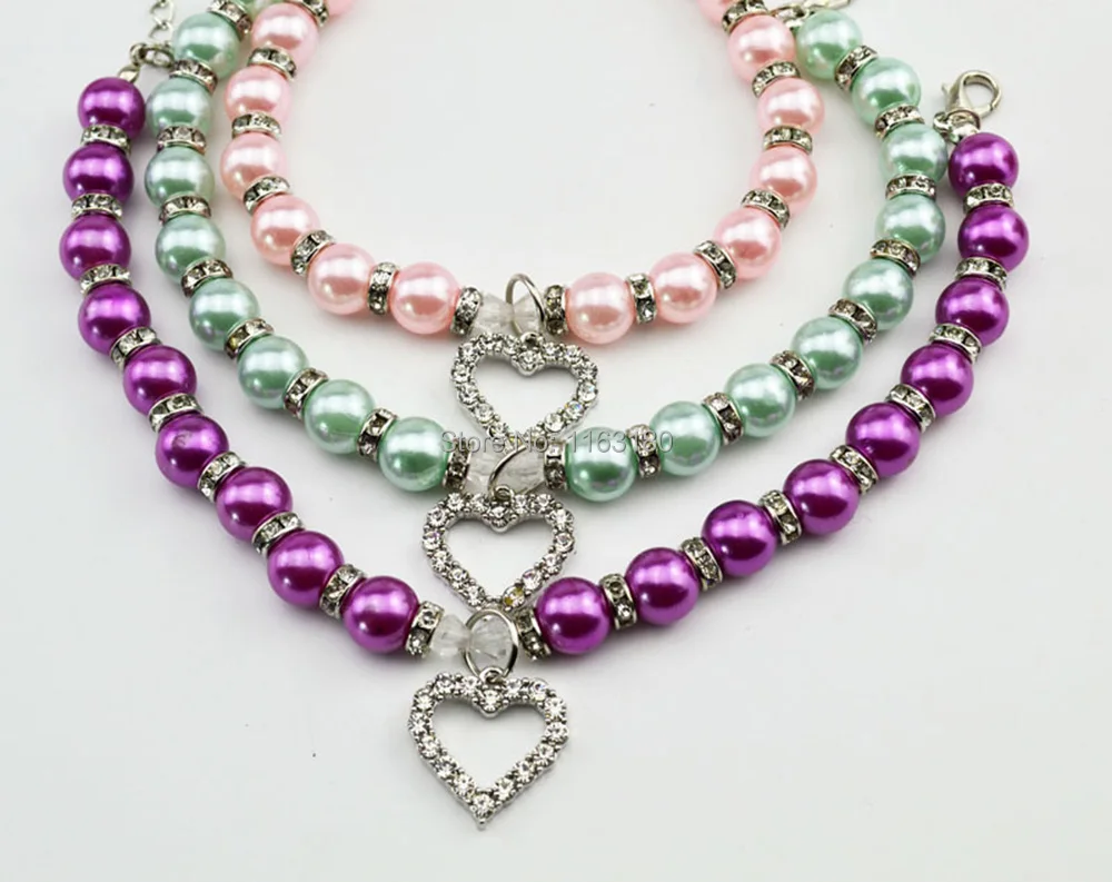 

10PCS/LOT Fashion Dog Necklace Pet Puppy Dog Cat Pearl Jewelry Decorative Collar Pet Accessories Pendant Cats Supplies