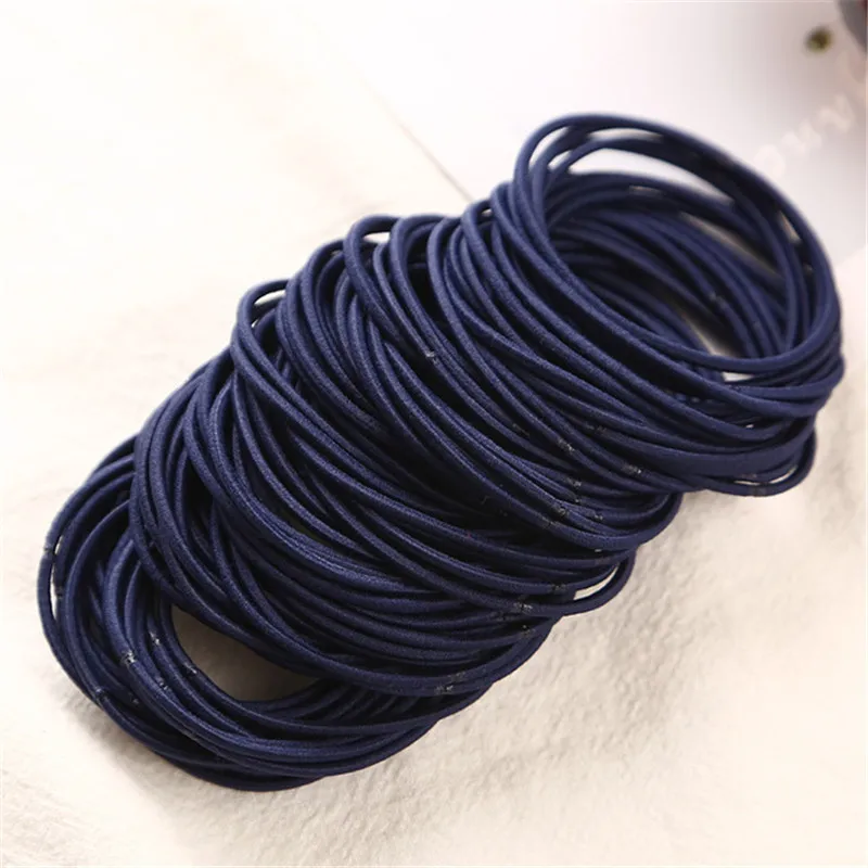 E0159 Navy Новая мода, 100 шт./лот, 5 см размер, тонкие эластичные резинки, корейский стиль, базовый женский головной убор, аксессуары для волос, резинка для волос E0159 - Цвет: E0159 Navy
