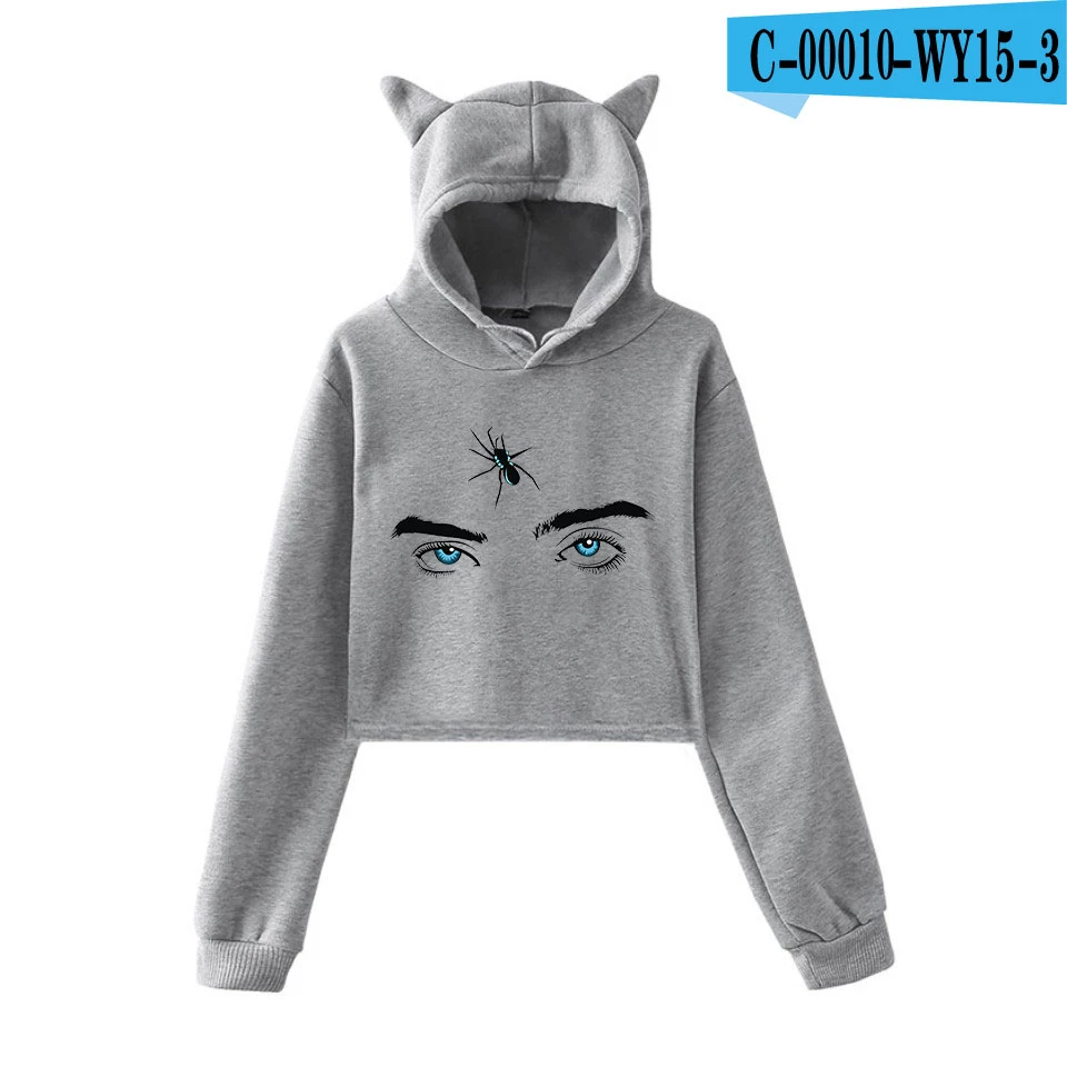 WY15-3 FADUN Tommee Billie Eilish модный тренд сала короткий кошачий Топ женские летние толстовки с капюшоном толстовка сексуальная Горячая Kpop Harajuku размера плюс - Цвет: WY15-3