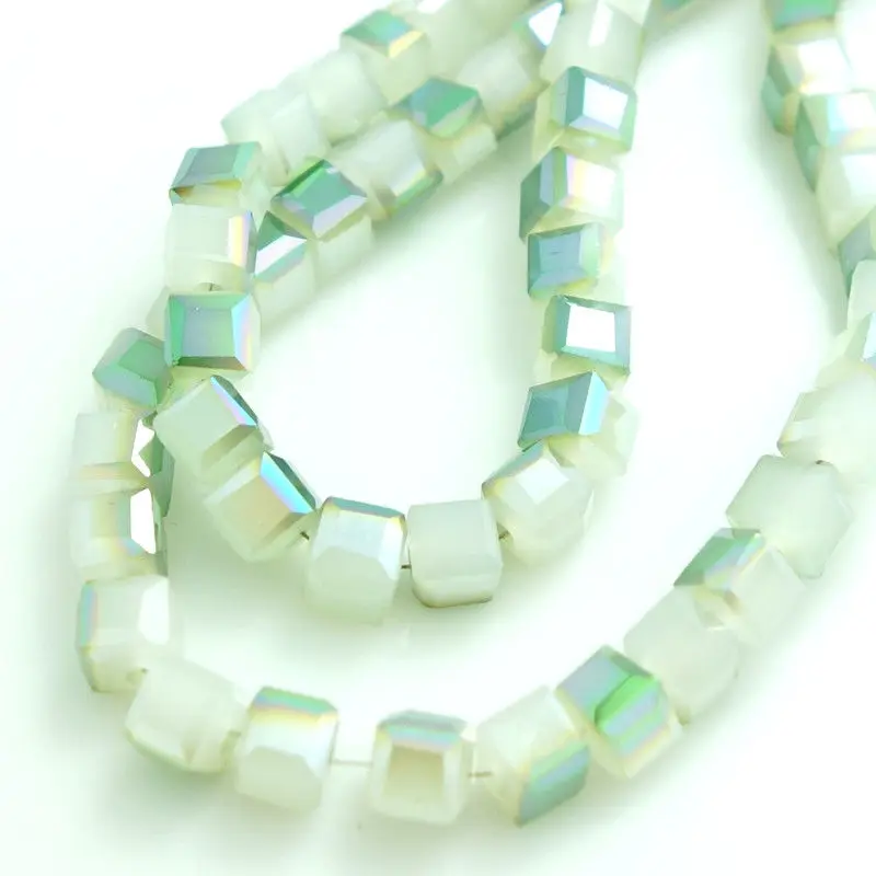 38 white half green 200 шт кубические квадратные Хрустальные стеклянные бусины 2 мм DIY браслет серьги для изготовления ювелирных изделий - Цвет: 38 white half green