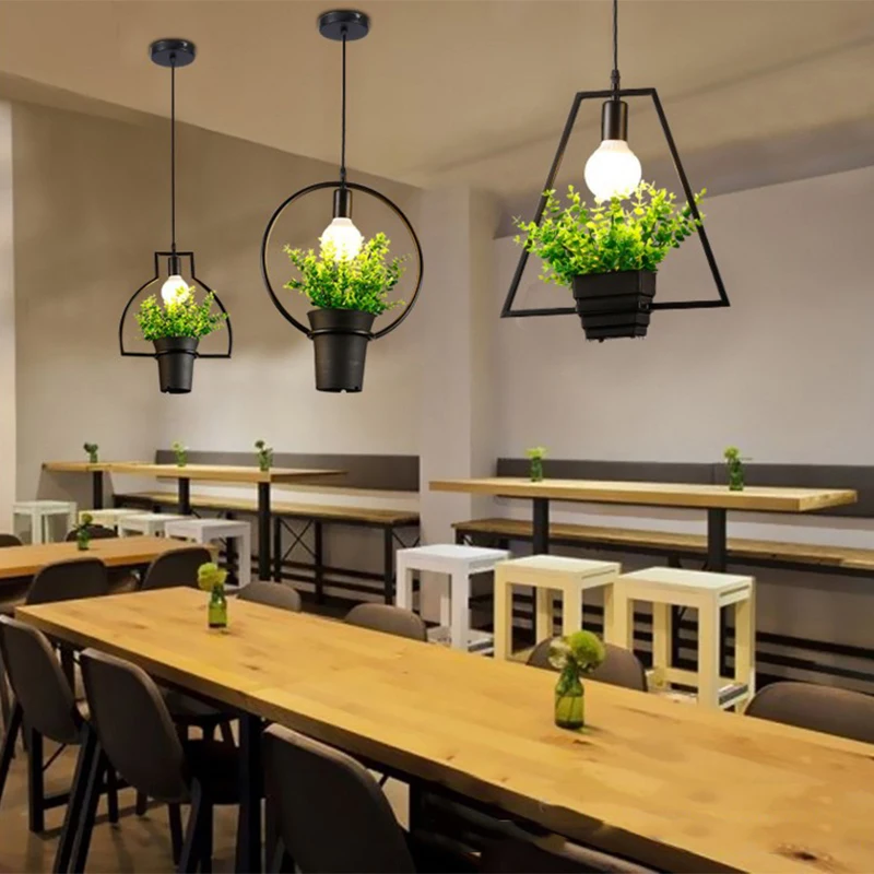 Зеленый креативный скандинавский черный железный пластиковый кулон свет Led E27