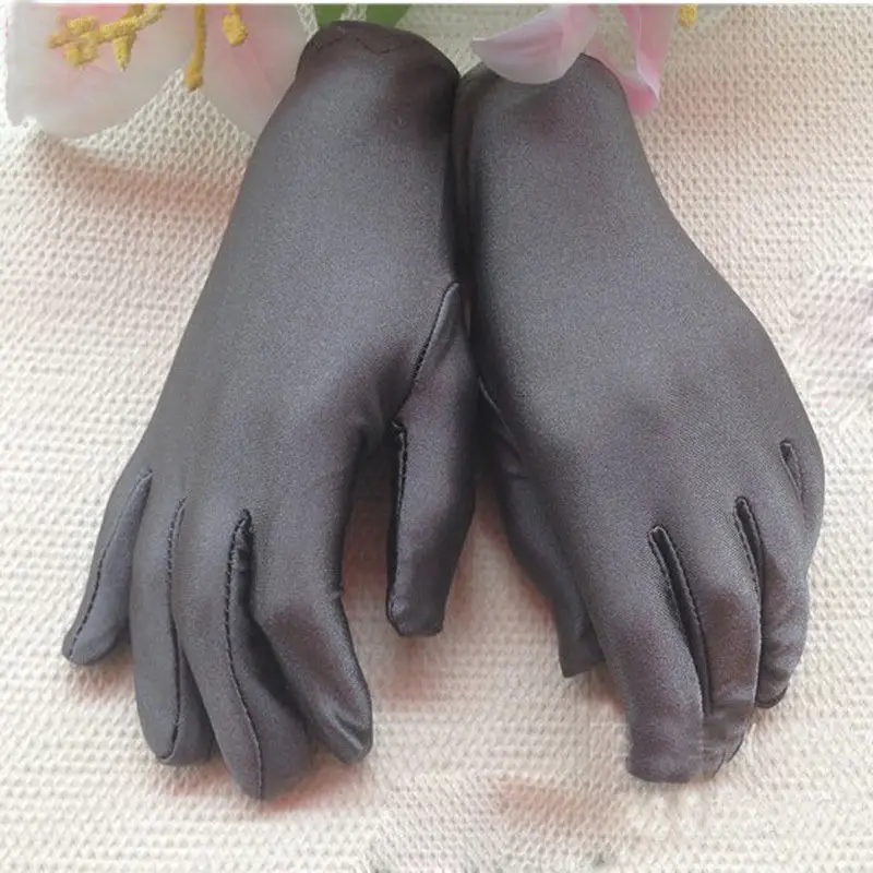 dark grey Модные эластичные Сатиновые перчатки для женщин, вечерние, формальные, выпускные, стрейч-перчатки, женские наручные перчатки - Цвет: dark grey