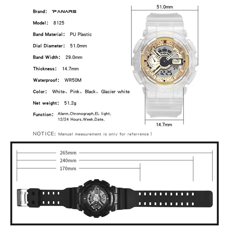 PANARS Commemorative Edition Multi-function Waterproof Electronic Watch Man Woman Sports Traveling Watch Strap Watches Jun15