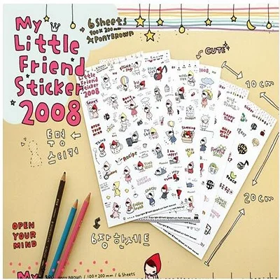 Set-5 XRHYY 1 упаковка из 6 шт. милый дневник мультфильм шаблон украшения Скрапбукинг наклейки прозрачный ПВХ канцелярские планировщик наклейки - Цвет: Set-5