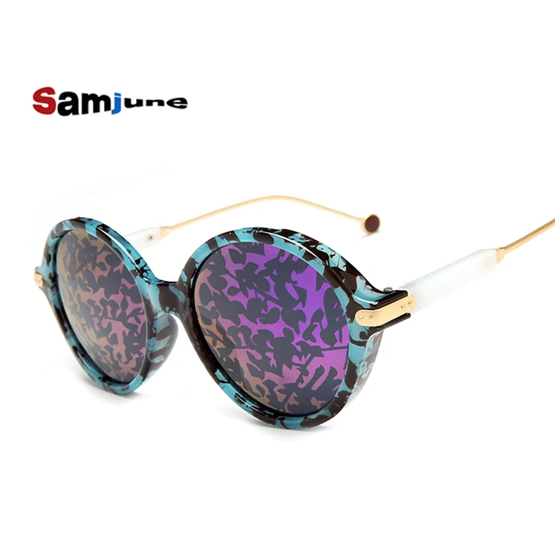

Samjune Vintage Fashion UV400 Round Sunglasses Women Glasses Brand Designer Fashion Mirror Lens cat eyes Sun Glasses Leopard