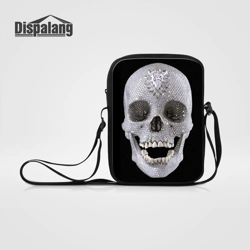 Dispalang Повседневное мужские маленькие Курьерские сумки череп печати Crossbody мешок для детей сумка Студент Дети Книга сумка - Цвет: Баклажанный
