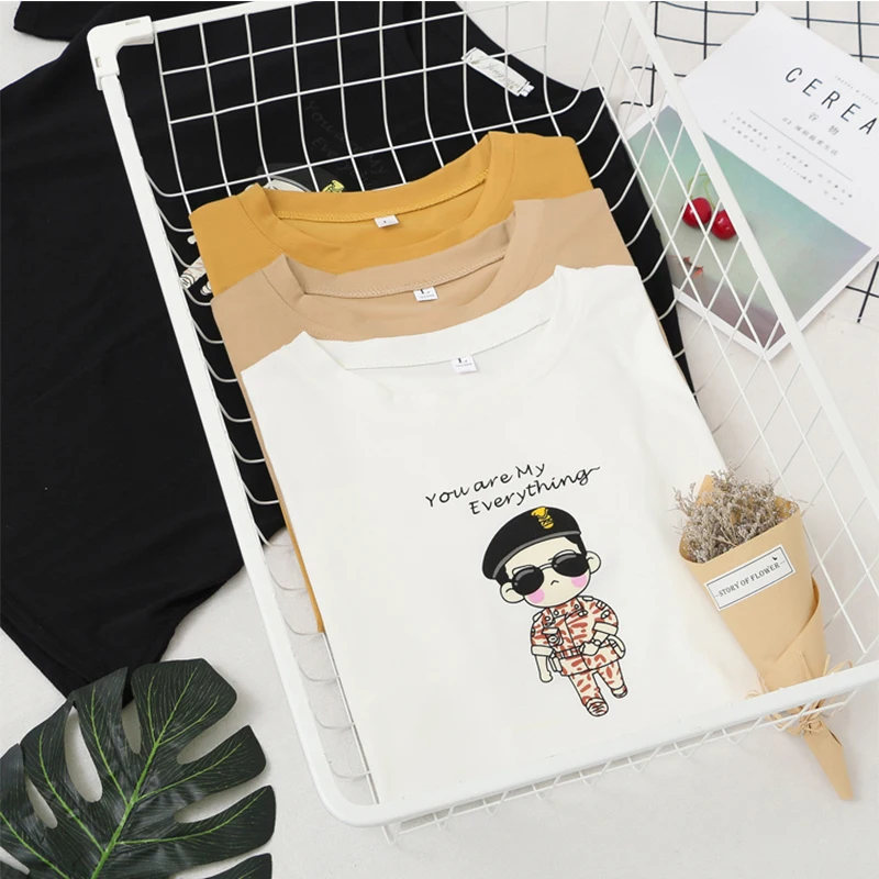 Женская футболка с круглым вырезом Повседневная хлопковая коротким рукавом и