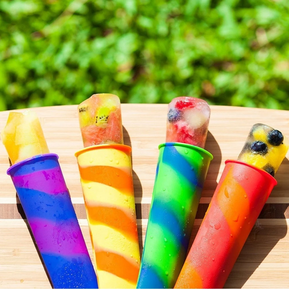6 шт./компл. силиконовая форма для Фруктового мороженого на палочке DIY емкость для мороженого пробки лоток форма Мороженое Желе леденец плесень с крышками