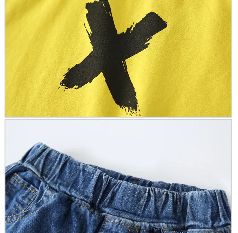 Комплекты летней одежды для мальчиков детская повседневная хлопковая футболка +