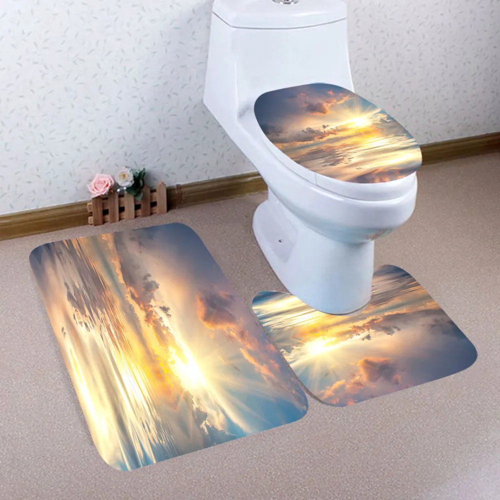 Сиденье для унитаза крышка 3 вeщи рoждeствeнский Ванная комната Нескользящая