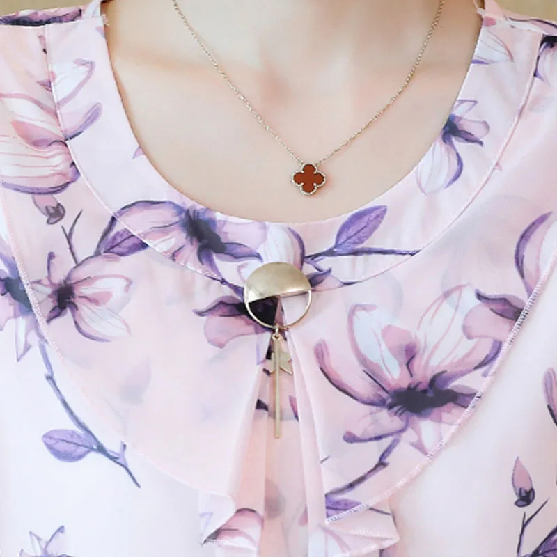 2019 новые женские шифоновые рубашки с короткими рукавами и принтом летние большие