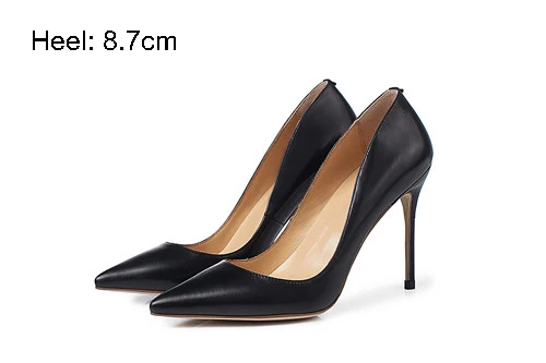 Black 8cm heel Женские туфли-лодочки из натуральной кожи на высоком каблуке; пикантные свадебные туфли с острым носком; Цвет абрикосовый, зеленый, черный; офисные туфли; RNS01 muyisxi - Цвет: Black 8cm heel
