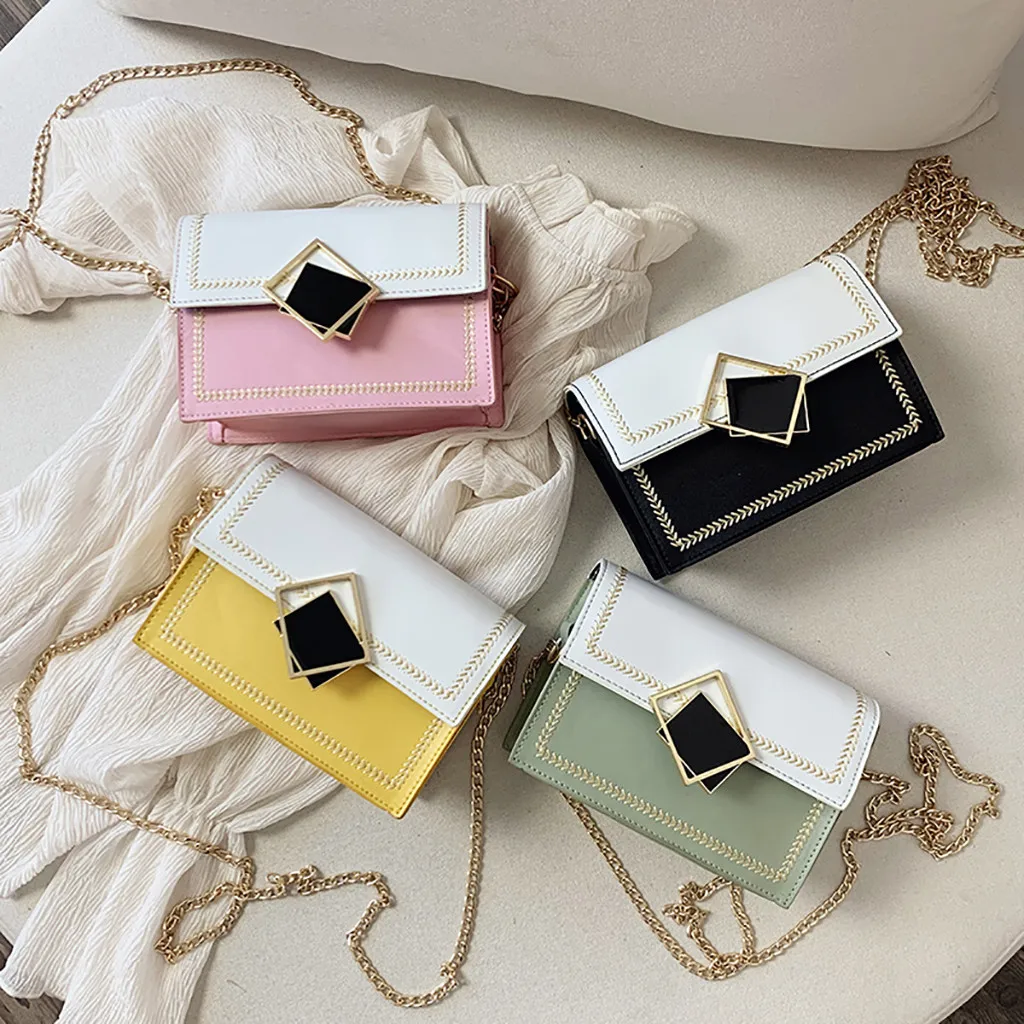 Маленькая квадратная женская сумка дизайнерские брендовые контрастные сумочки