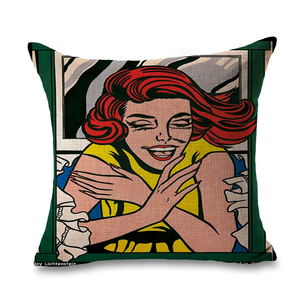 Розовый Roy Lichtenstein Pop Art Comics подушка для девочек евро покрытие декоративный массажер декоративные подушки украшения для дома подарок - Цвет: Розовый