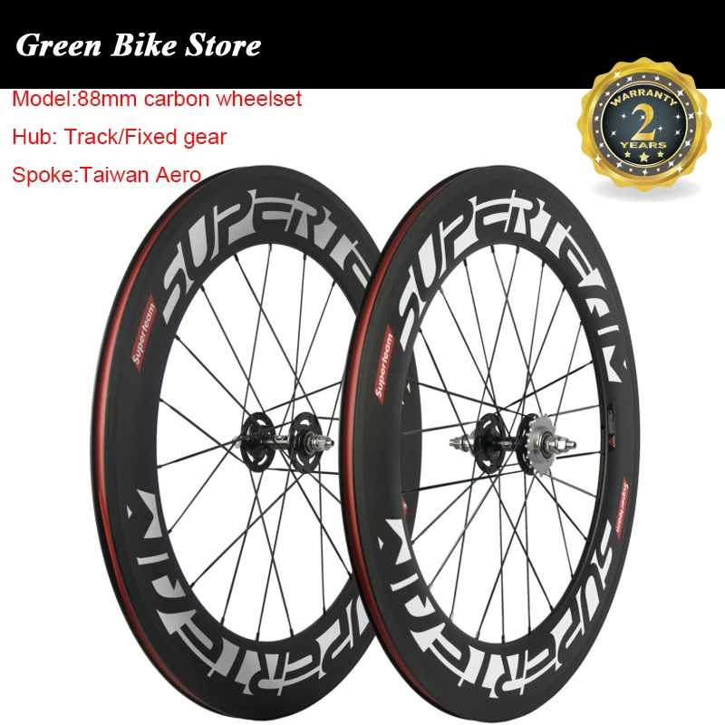 

SUPERTEAM 700C 88mm Clincher Track Fixed Gear Single Speed Carbon Track Wheels Road Bicycles Carbon Wheels Bike Wheel