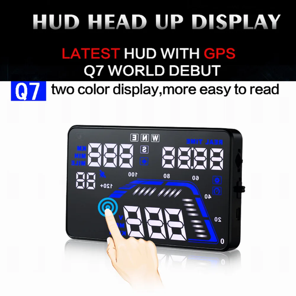 Предупреждение Автомобильный датчик скорости Q7 5 &quot автомобильный HUD GPS дисплей