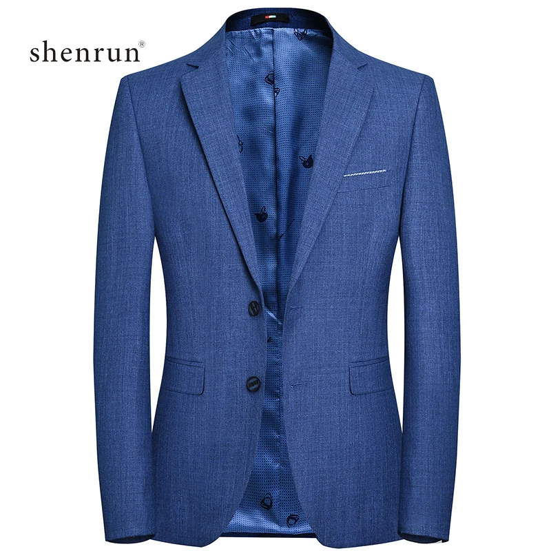 SHENRUN Smart Casua деловой джентльмен мужской тонкий костюм куртка две пряжки сплошной цвет Повседневный костюм мужские костюмы блейзеры куртки