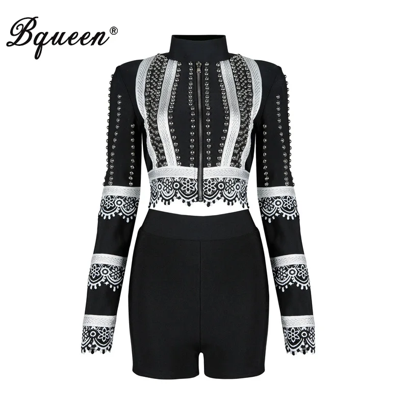Bqueen платье-водолазка с длинными рукавами заклепки молния Fly Для женщин Топ
