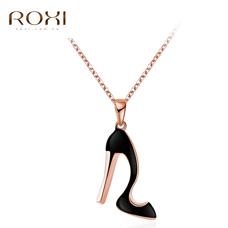 Женские кулоны ROXI ожерелье на высоком каблуке с подвеской из розового золота|rose