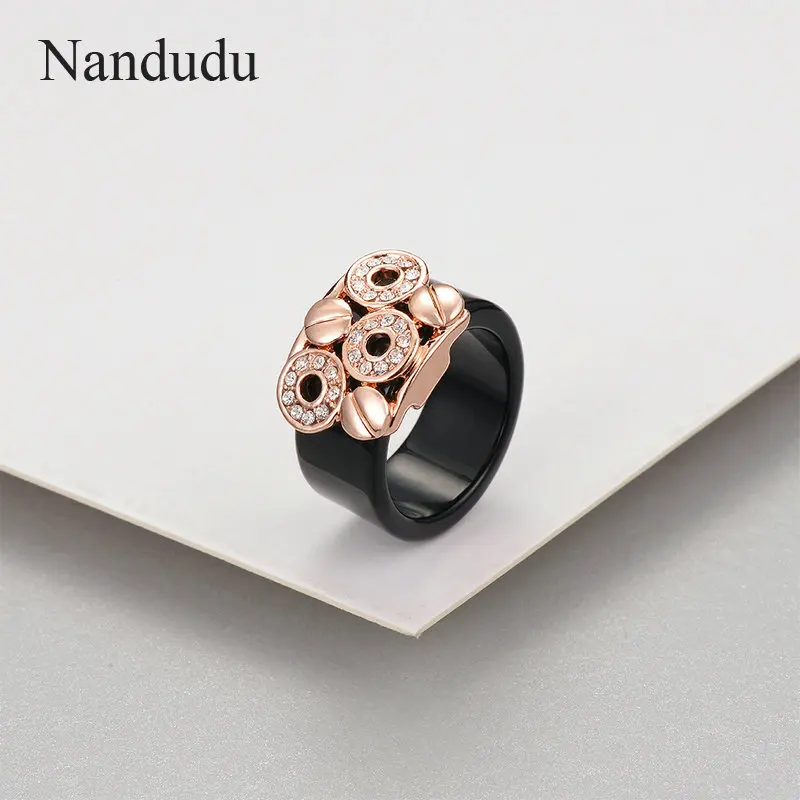 Nandudu модное черное кольцо акриловые и хрустальные кольца для Женщины Девушки