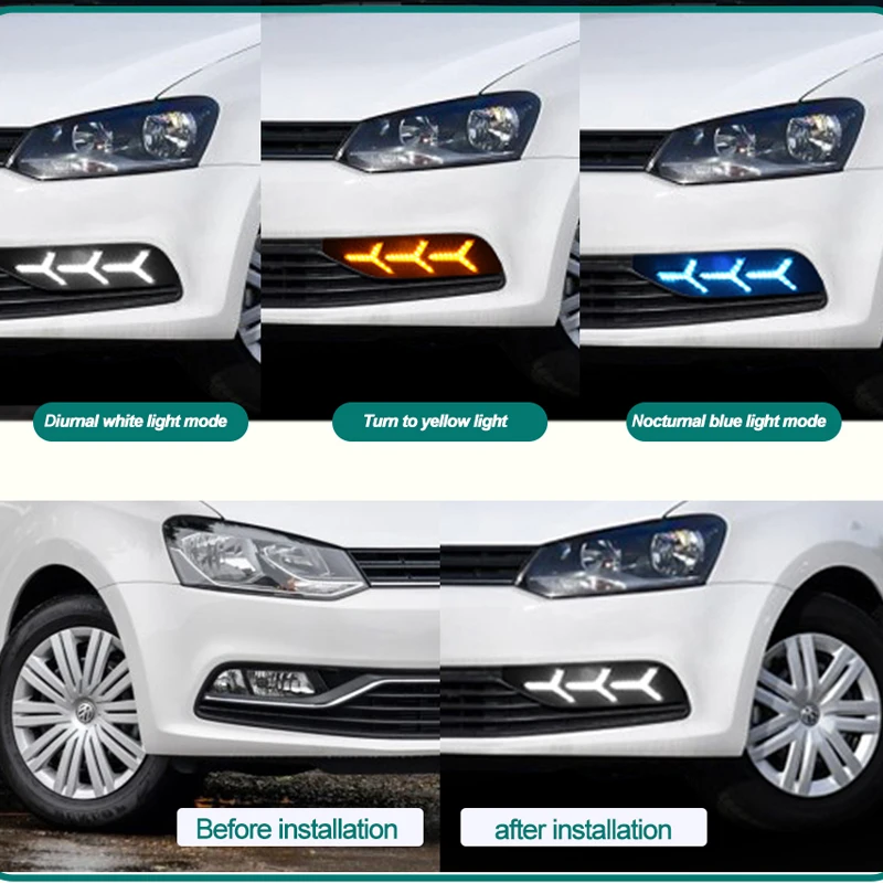 Дневные ходовые огни DRL светодиодный для Volkswagen polo 2014 2015 2016 2017 2018 белый