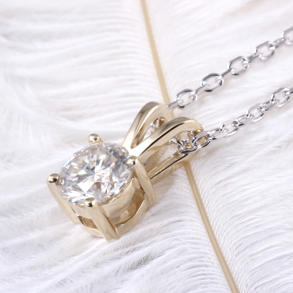Кулон с муассанитом 10 к желтое золото диаметр 6 5 мм|gold diamond pendant|necklace pendant womennecklace