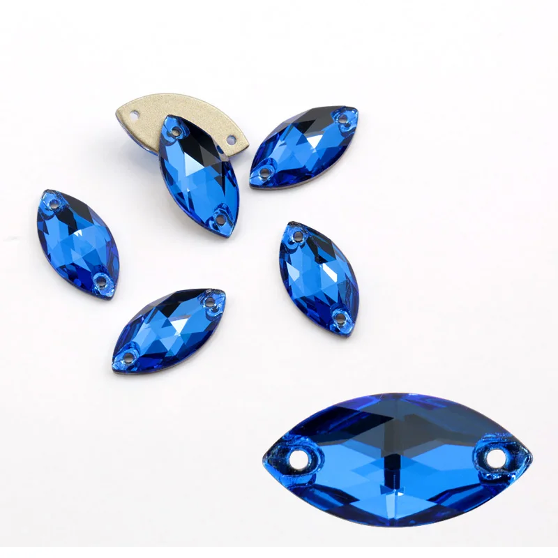 sapphire Цветной Наветт AAAAA Кристалл стекло горный хрусталь камень для пришивания Кристалл AB Стразы с плоской задней частью пришить стразы для одежды QIAO - Цвет: sapphire