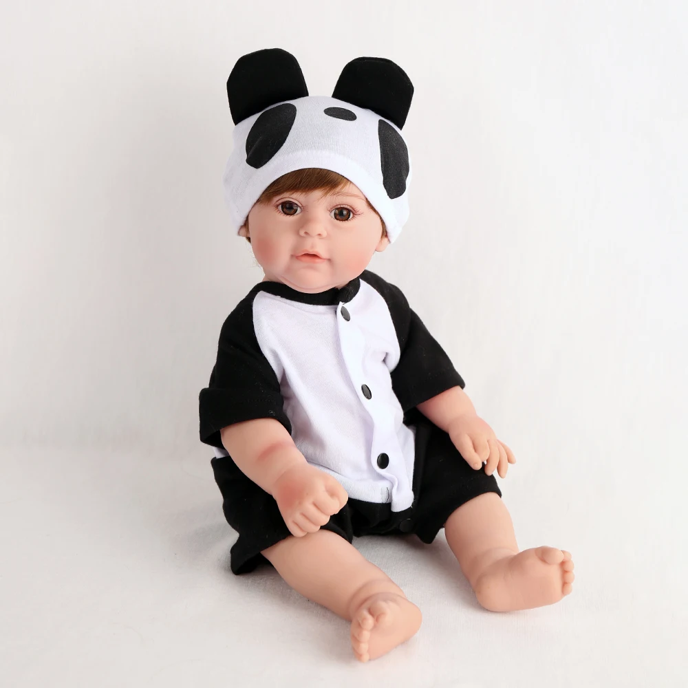 NPKDOLL Reborn Baby Doll панда 16 дюймов 45 см полностью виниловые куклы для ванной детские игрушки девочка подарок на день рождения Милая мода реалистичные Новорожденные