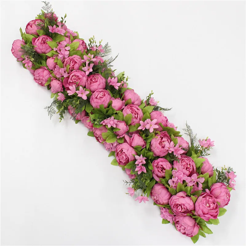 A rose red custom made Artificial rose flower row Wedding background wall arch Welcome desk decorative fake flower Home holiday decoration - Цвет: A rose red