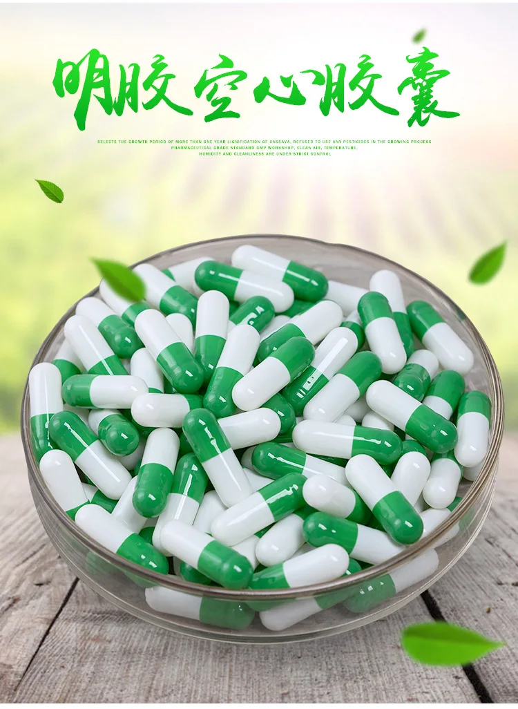 size 1 10000pcs/lot fruit green-white colored empty hard gelatin capsules,  gelatin capsules , joined or separated capsules #1