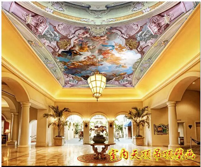 

Custom photo wallpapers 3d ceiling murals wallpaper Hd European character painting ceiling mural 3d wallpaper for living room