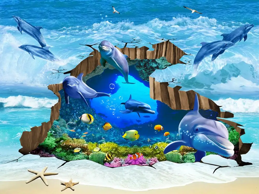 sound proof curtain Underwater world dolphin for the living room Bedroom girls curtains customize blackout | Дом и сад