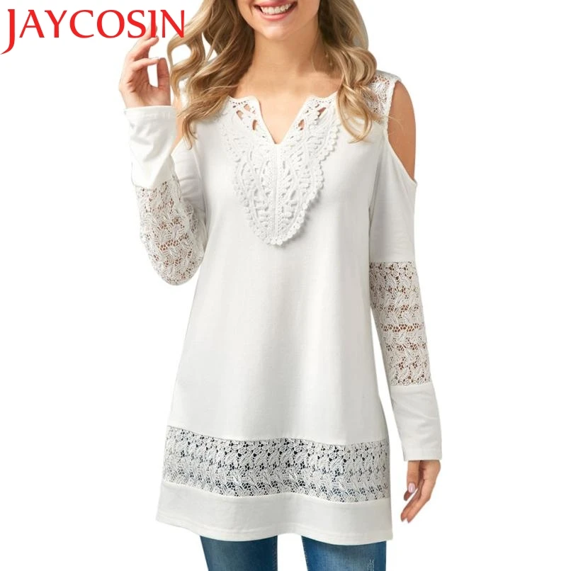 2018 футболка Для женщин леди Повседневное бабочка кружева с открытыми плечами