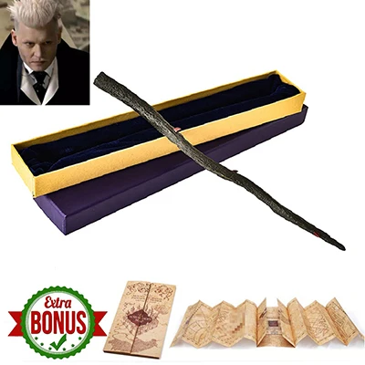 Металлический сердечник Newt Wand Grindelwald Wand с фантастическими животными палочки, где найти их волшебная палочка Рождественский подарок с коробкой - Цвет: Gellert Grindelwald
